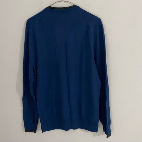 Club Room Mens Merino Blend Contrast-trim Shark Eye Crew Neck Sweater - Picture 3 of 3